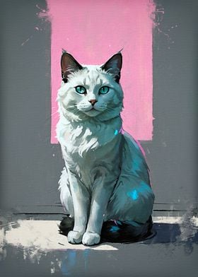 Portrait of a White Cat