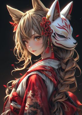 Kawaii Fox Samurai Girl