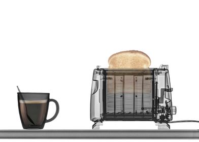 Toaster with toast coffee 