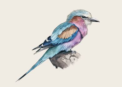 Lilac Bird Watercolor