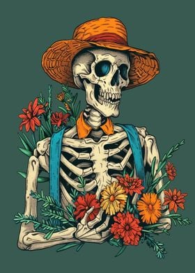 Skeleton Doing Gardening
