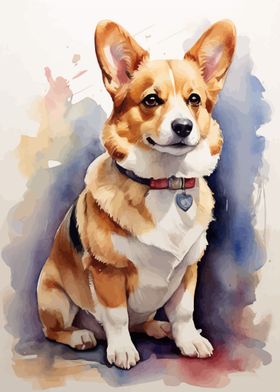 Corgi dog watercolor art