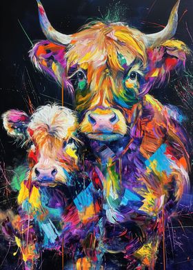 Colorful Highland Cows