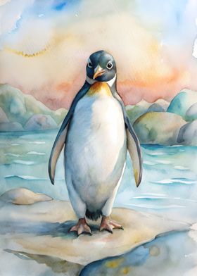 Penguin Watercolor Animal
