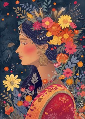 indian woman with flower