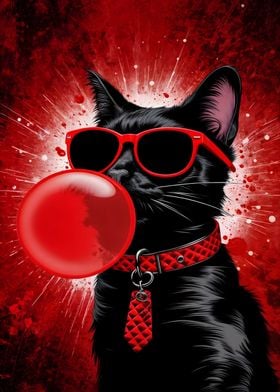 black cat with sunglasses
