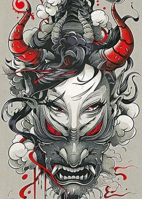 Oni Mask Tattoos