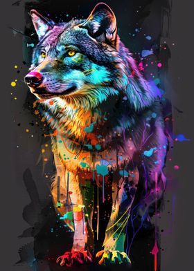 Wolf Popart Painting