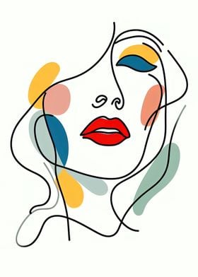 One Line Art Of Woman Face