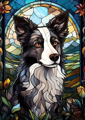 Border Collie dog Stained