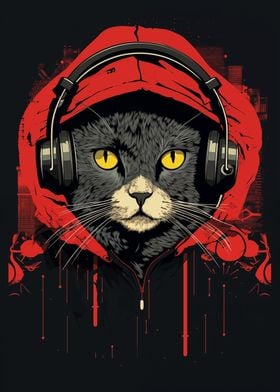 Cat wearing headphones