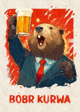 Beer Bober Beaver in Suit