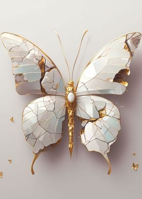 white butterfly kintsugi 