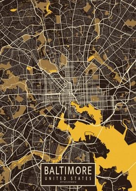 Baltimore City Map Pastel 