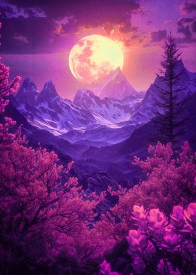 moon landscape magic retro