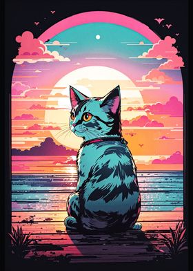 cat by the beach