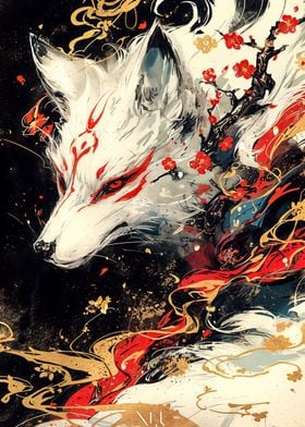 kitsune fox painting
