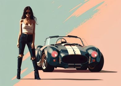 AC Cobra car and girl