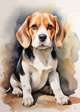 Beagle dog watercolor art