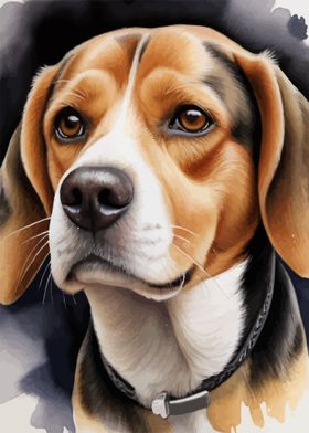 Beagle watercolor art