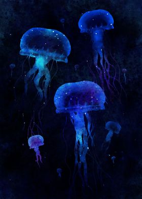 Space Jellyfish watercolor