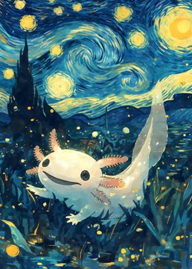Axolotl Starry Night
