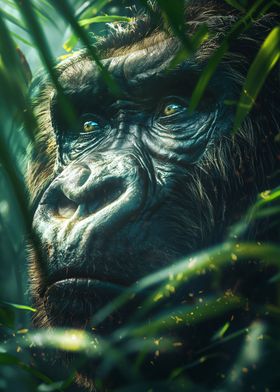 Gorilla in tropical forest