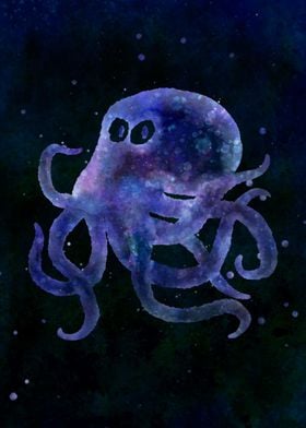 Space Octopus watercolor