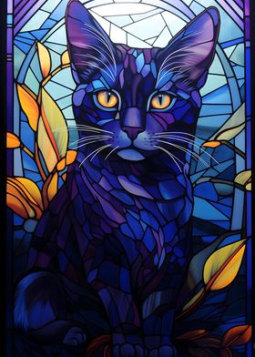 Blue Cat Stained Glass