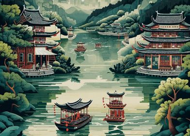 Vintage Chinese Landscape 