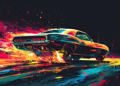 Abstract Muscle Car Deco