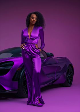 Girl and purple supercar