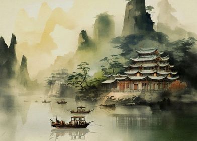 Vintage Chinese Landscape 