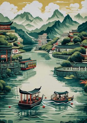 Vintage Chinese Landscape 