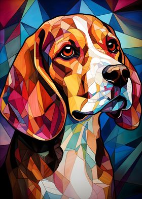 Beagle dogs stained glass