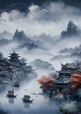 Vintage Chinese Landscape 