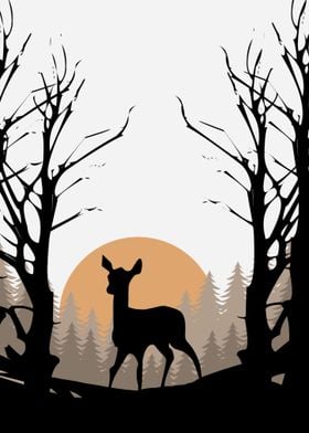 silhouette of a fawn