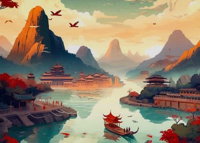 Vintage Chinese Landscape 