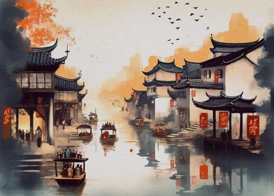 Vintage Chinese Landscape 