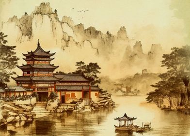 Vintage Chinese Landscape 