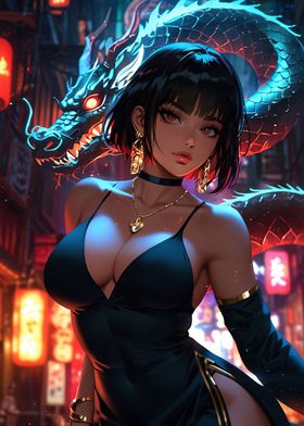 Sexy Lady With Dragon
