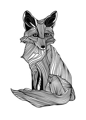 Lines art animal fox
