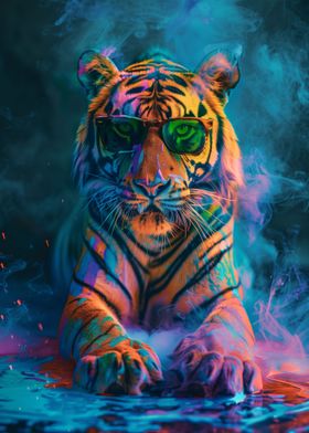 Tiger In Colorful Paint