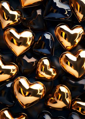 Black and Gold Hearts
