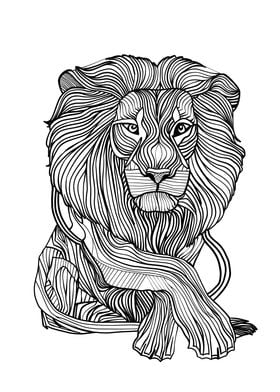 Lines art animal lion