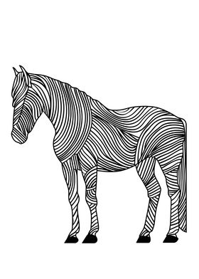 Lines art animal horse