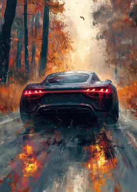 Black Sports Car Painting