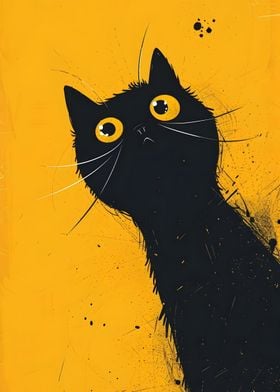 Black Cat on Orange BG