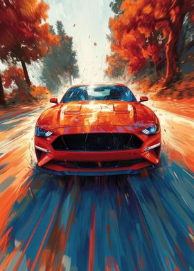 Orange Sports Car Painting