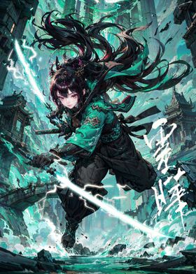 Anime Girl Cyberpunk Ninja